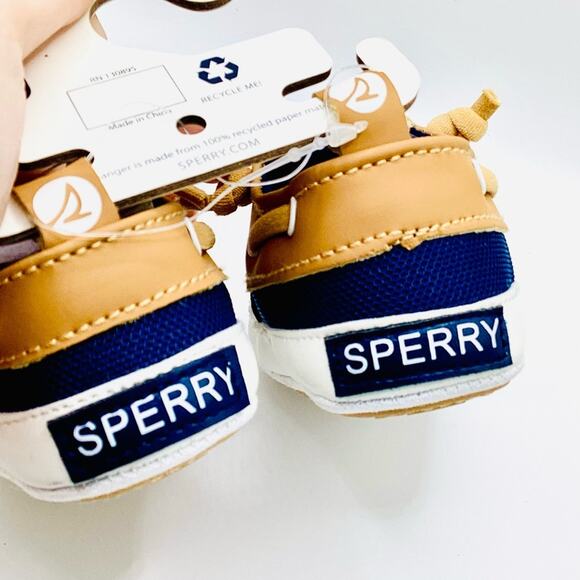Sperry Navy and Tan Baby Boat Shoes - Picture 6 of 10
